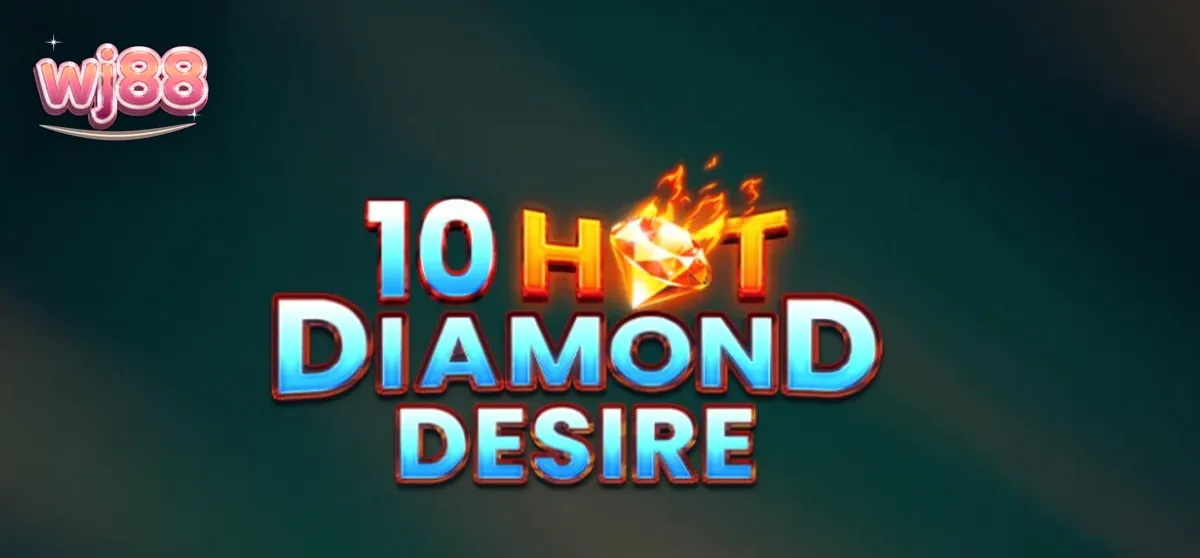 Painel de jogo do slot 10 Hot Diamond Desire com símbolos de frutas e diamantes em destaque